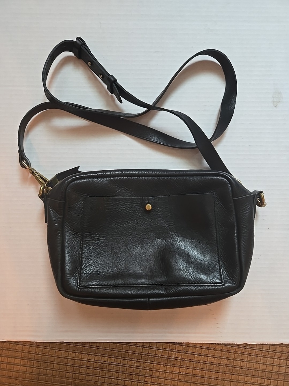 Madewell The Transport Genuine Leather Crossbody Shoulder Camera Purse Bag Black